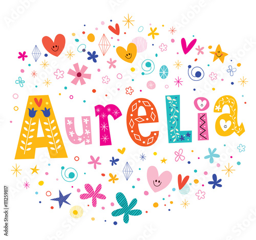 Aurelia girls name decorative lettering type design