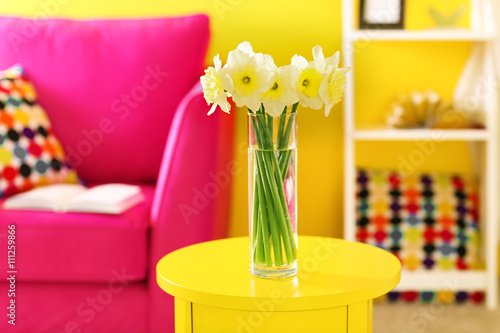 Design interior with beautiful fresh narcissus