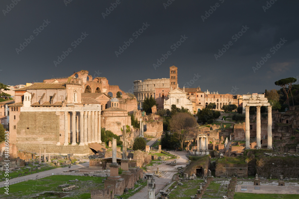 Dramatic sky over the Forum Romanum