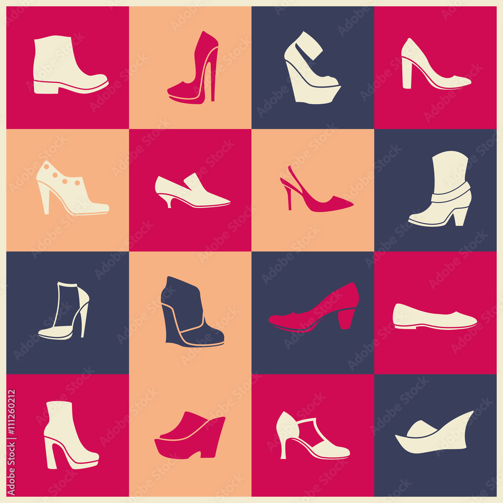 Fototapeta premium flat icons of different kinds of shoes