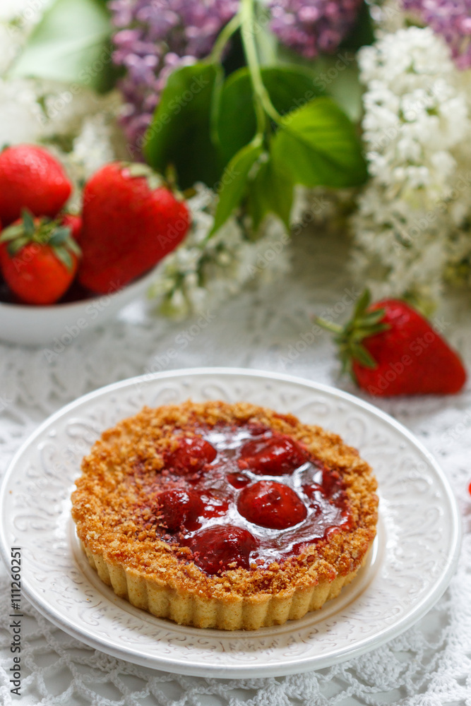 Summer berry pie. Tart, pie, cake shortbread with strawberry. Selective focus
Summer berry pie. Tart, pie, cake shortbread with strawberry. Selective focus