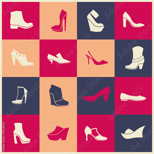 flat icons of different kinds of shoes