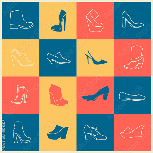 flat icons of different kinds of shoes