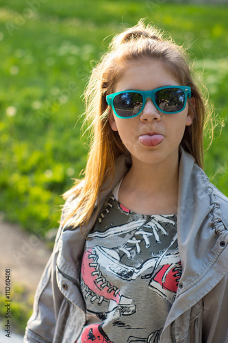 .girl stuck out her tongue