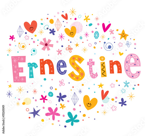 Ernestine female given name decorative lettering type design
