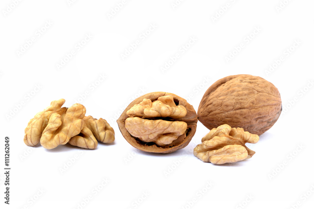 Pile of walnuts isolated on white background Pile of walnuts isolated on white background