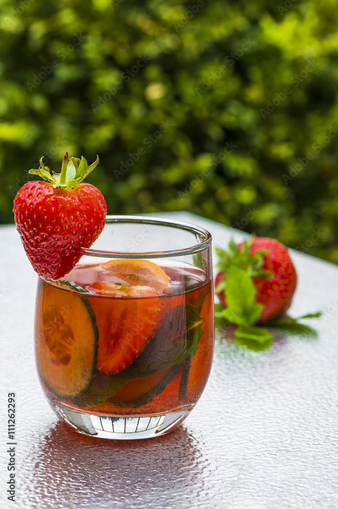 Traditional Pimms cocktail with lemonade Traditional Pimms cocktail with lemonade