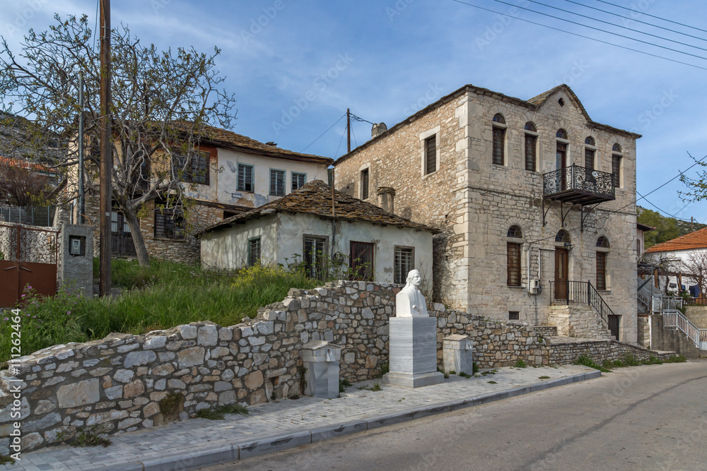 Panoramic view with old houses in village of Theologos,Thassos island, East Macedonia and Thrace, Greece  