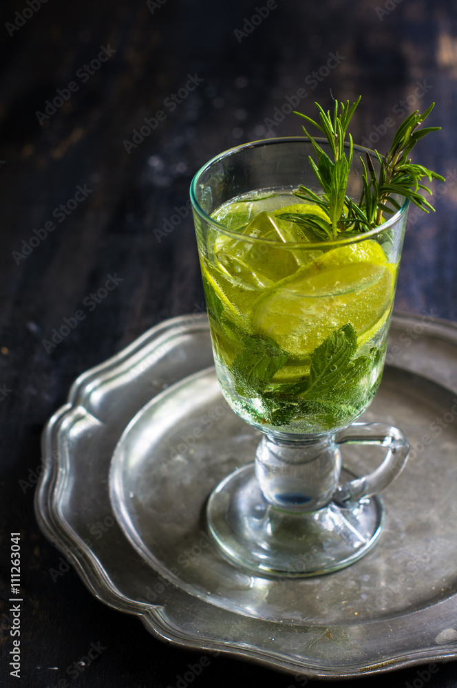 Summer drink with lime and mint Summer drink with lime and mint
