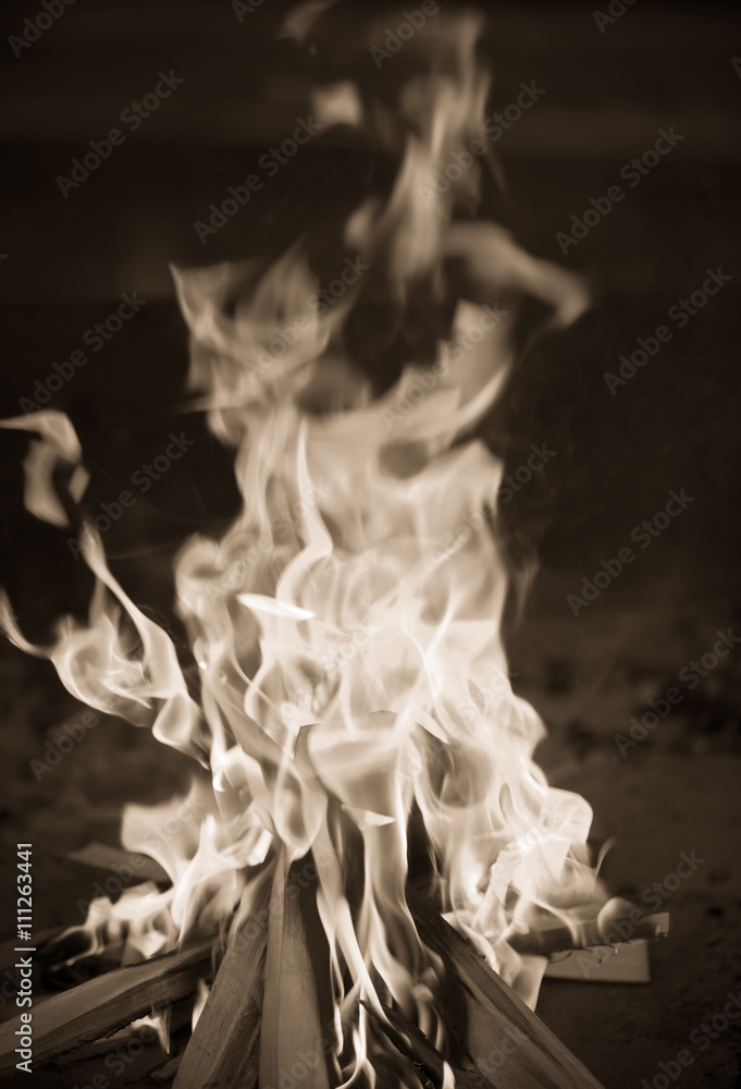 Bright flame of bonfire. Defocused. Toned Bright flame of bonfire. Defocused. Toned