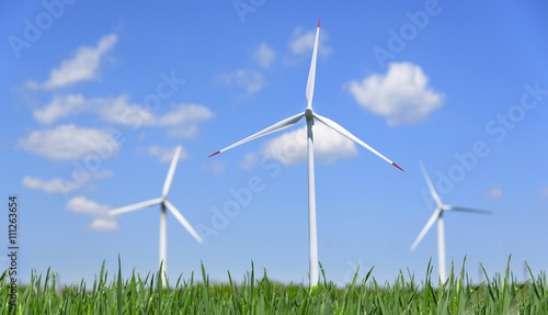 Wind turbines generating electricity. © Denis Rozhnovsky