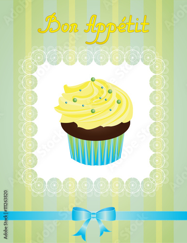  Cupcakes blue and green Bon appetit