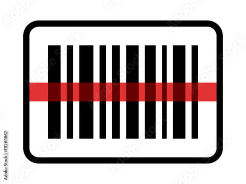 Red laser scanning inventory barcode / bar code line art icon for apps and websites