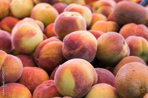 Fresh ripe peaches on the market in Greece