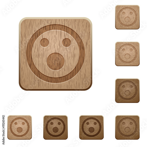 Shocked emoticon wooden buttons