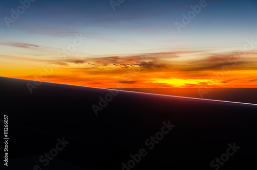 Sunset view from airplane