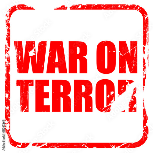 war on terror, red rubber stamp with grunge edges