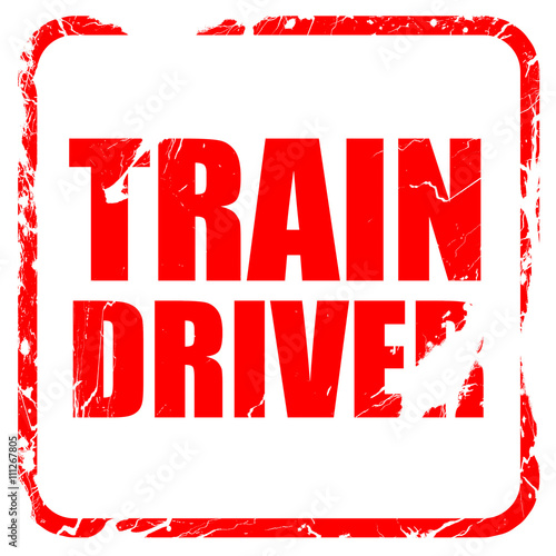 train driver, red rubber stamp with grunge edges