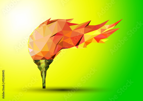 olympic flame Fire. Polygonal geometric