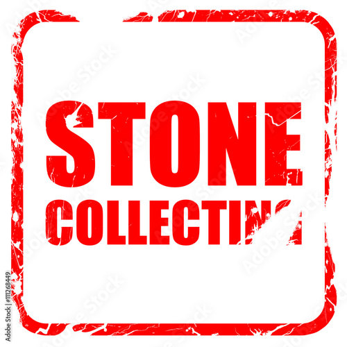 stone collecting  red rubber stamp with grunge edges