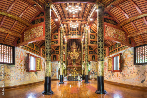 Buddhist temple,Interior of Wat Pra Sing in Chiang Rai ,Thailand