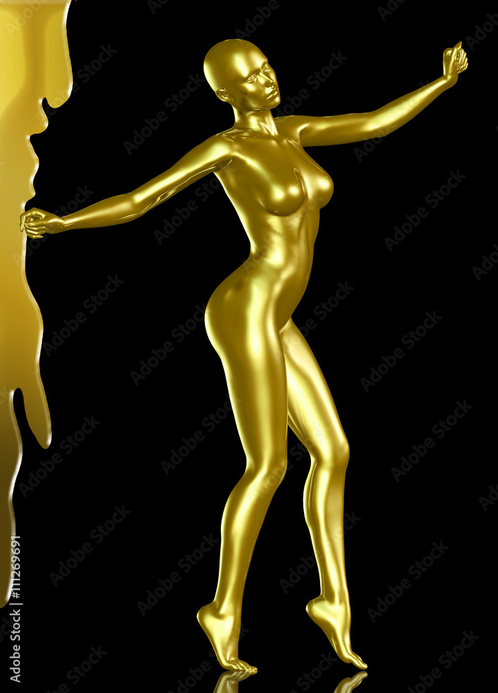 Fototapeta premium 3d rendered illustration of golden woman