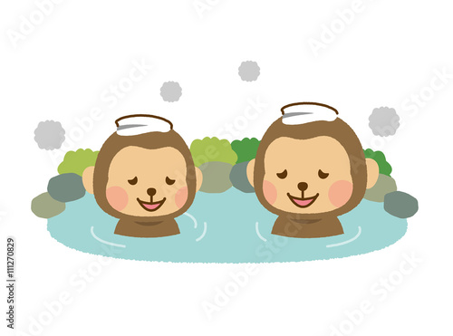 温泉を楽しむサル