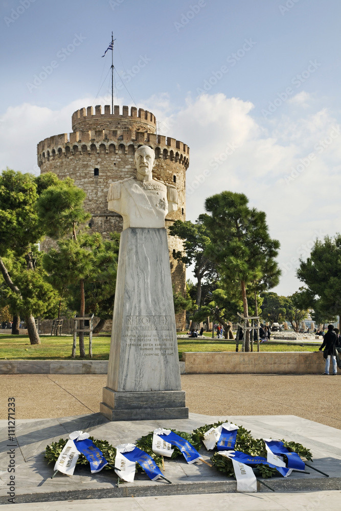Monument to Nikolaos Votsis in Thessaloniki. Greece - obrazy, fototapety, plakaty 