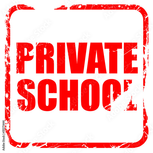 private school, red rubber stamp with grunge edges