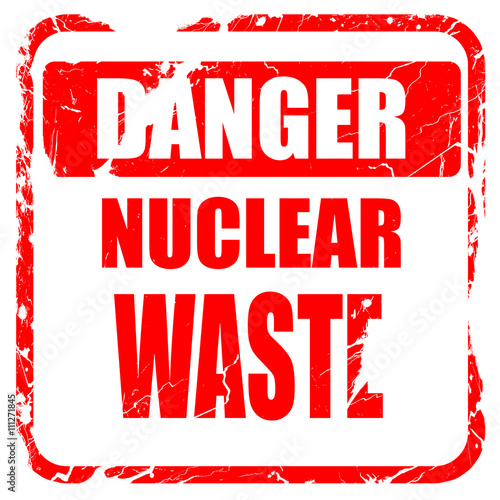 Nuclear danger background, red rubber stamp with grunge edges