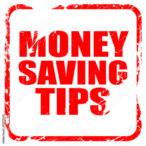 money saving tips  red rubber stamp with grunge edges