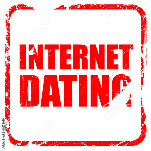 internet dating, red rubber stamp with grunge edges