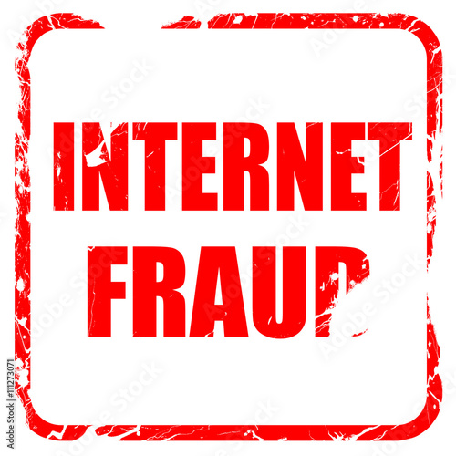 Internet fraud background, red rubber stamp with grunge edges