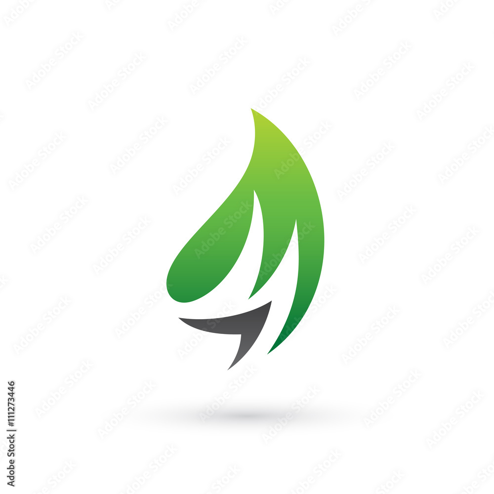 Abstract Green Leaf Number Four Vector Logo