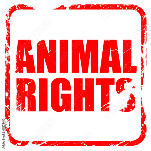 animal rights, red rubber stamp with grunge edges