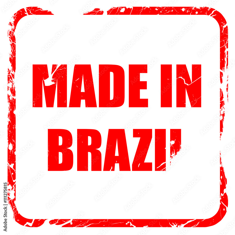 Made in brazil, red rubber stamp with grunge edges Made in brazil, red rubber stamp with grunge edges