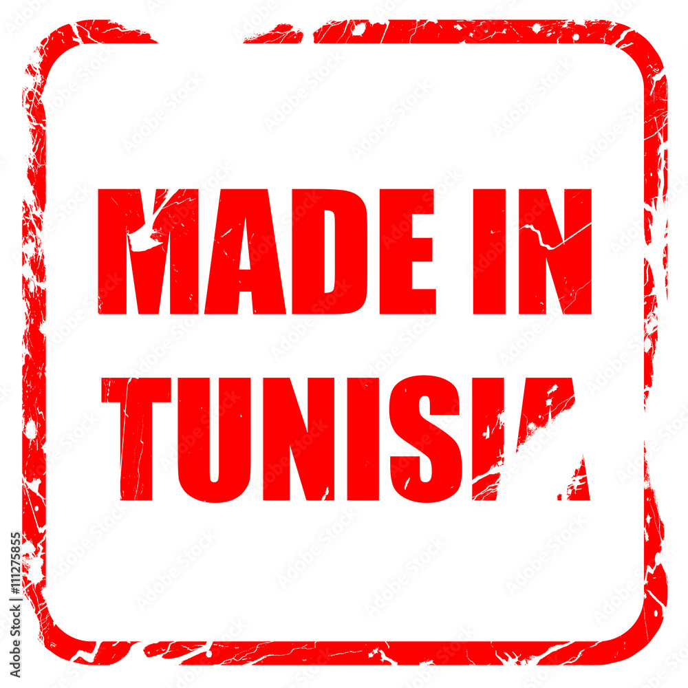 Made in tunesia, red rubber stamp with grunge edges Made in tunesia, red rubber stamp with grunge edges