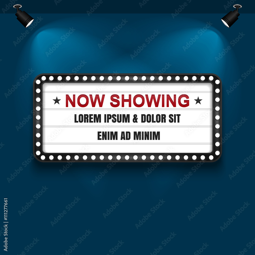 Fototapeta premium Showtime Sign, Theatre cinema Sign, Vector illustration.