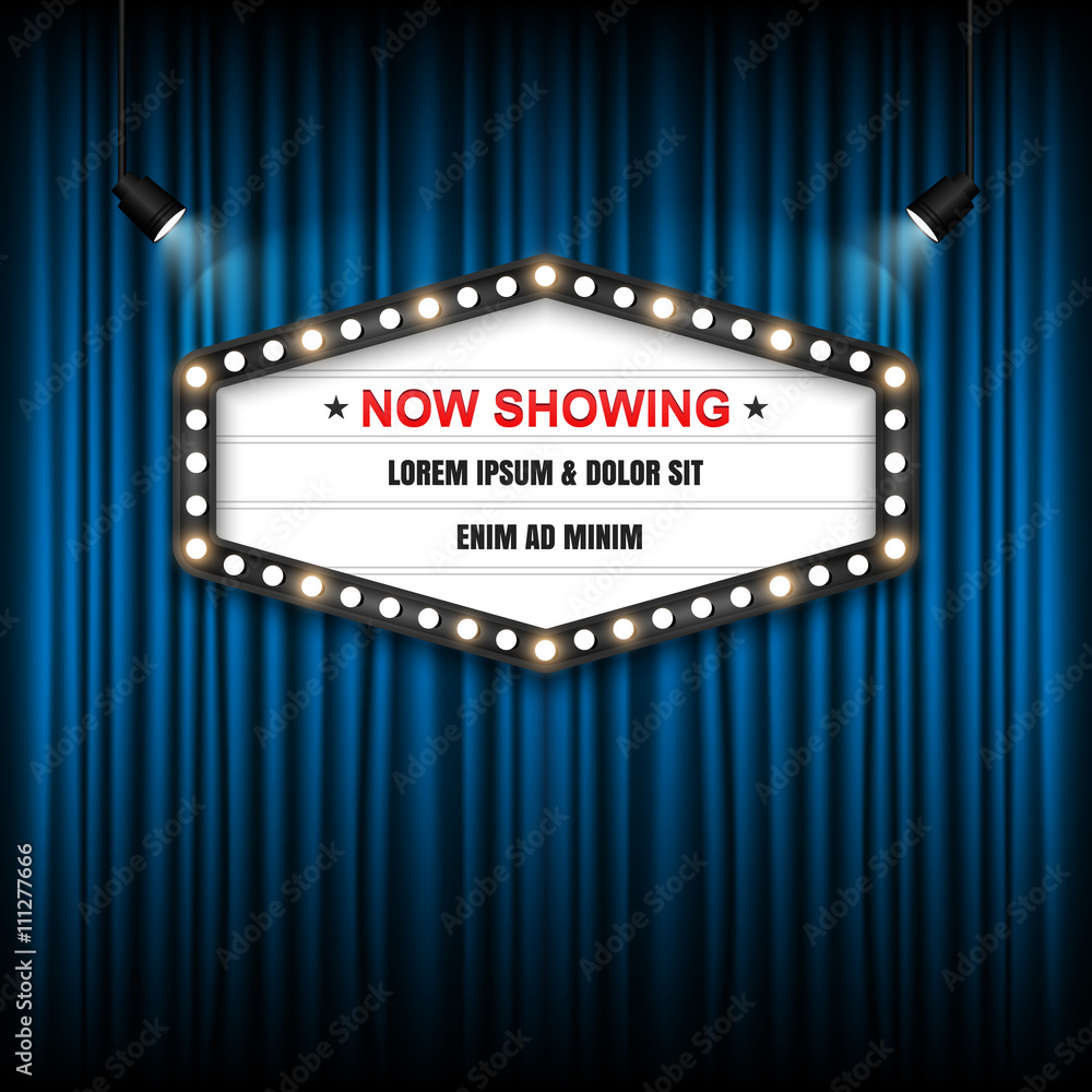 Showtime Sign, Theatre cinema Sign, Vector illustration. Stock Vector ...