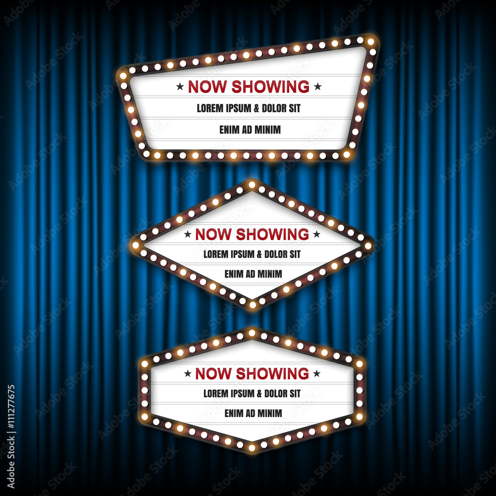 Showtime Sign, Theatre cinema Sign, Vector illustration. Stock Vector ...