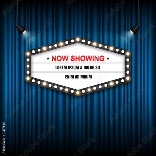 Showtime Sign, Theatre cinema Sign, Vector illustration.