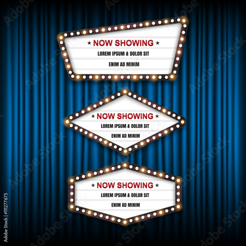 Showtime Sign, Theatre cinema Sign, Vector illustration.