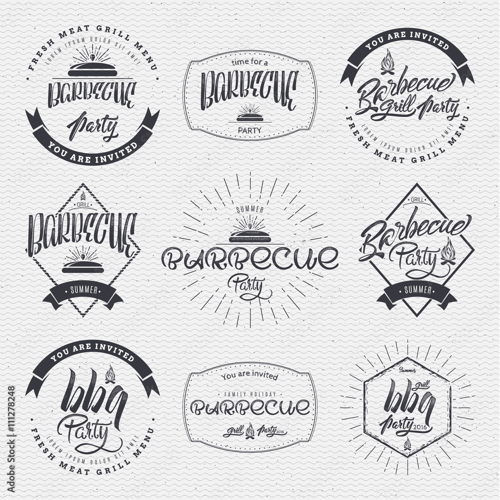 BBQ party - poster, sticker, badge, label, icon, flyer, stamp print on clothing BBQ party - poster, sticker, badge, label, icon, flyer, stamp print on clothing