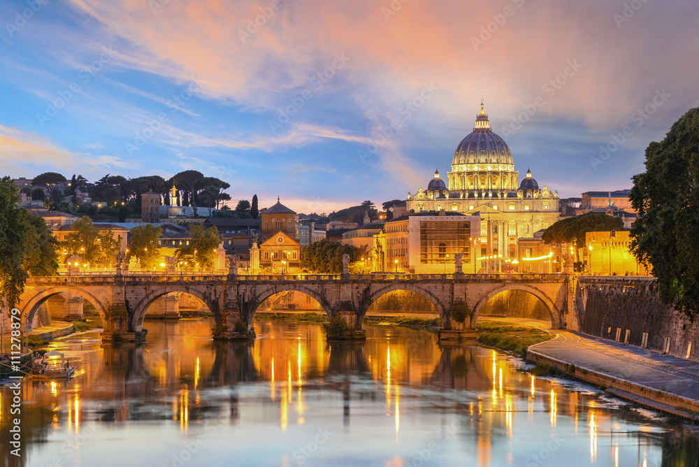 Sunset at Saint Peter Basilica, Rome, Italy