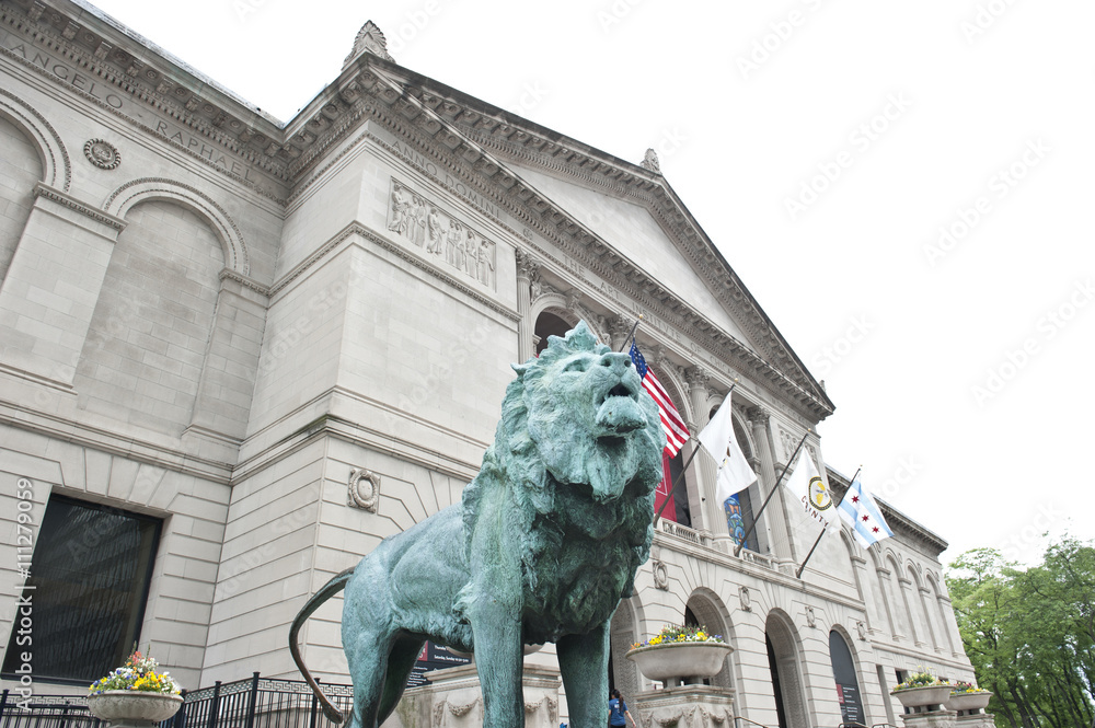 Naklejka premium Statua Zielonego Lwa w Muzeum Sztuki