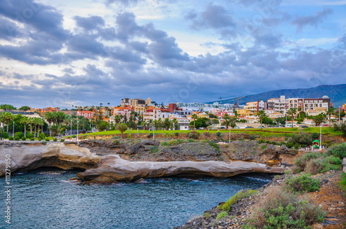 Fototapeta Las Americas beach with hotels in Tenerife, Spain