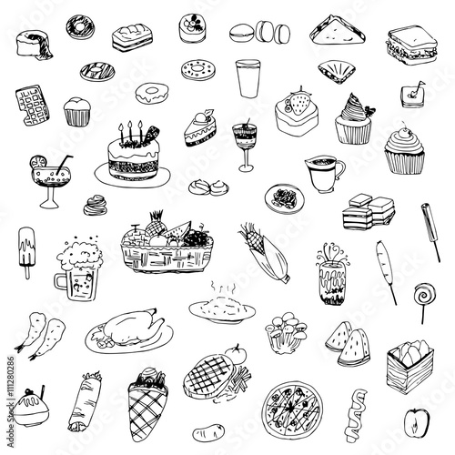 food and drink sketch drawing vector drawing food and drink illustration