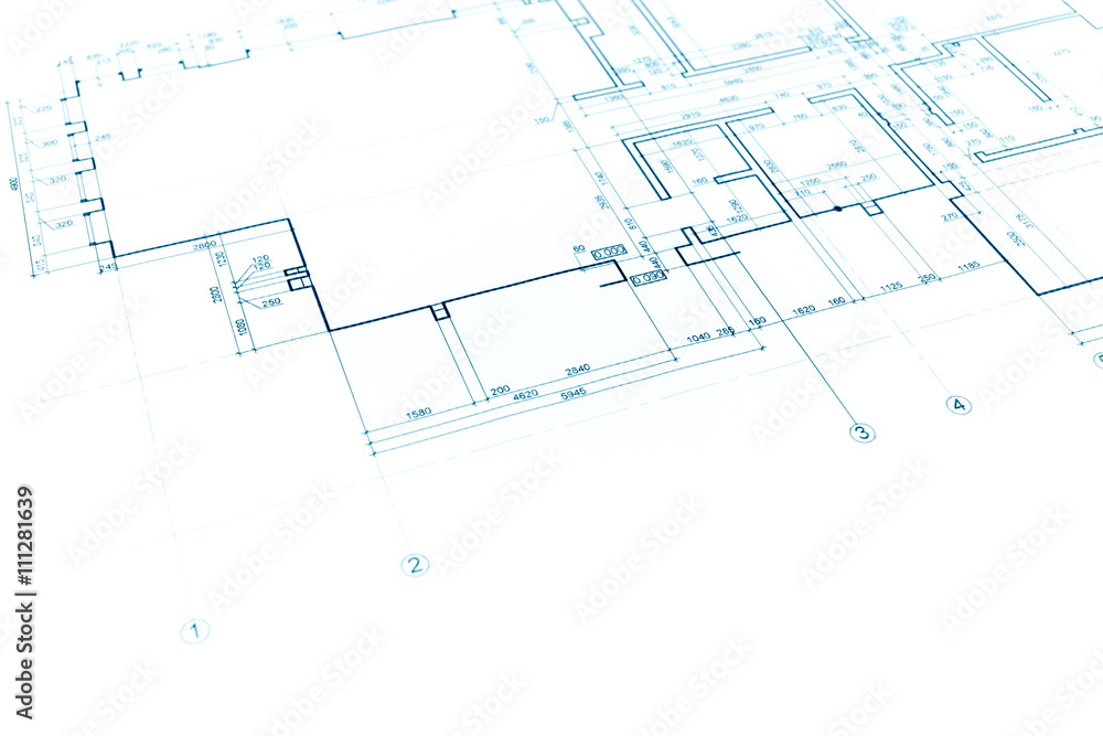 house plan blueprint, technical drawing, part of architectural p