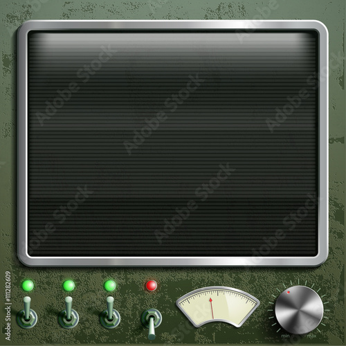 Dashboard with the screen. Vintage Retro device. Stock vector il