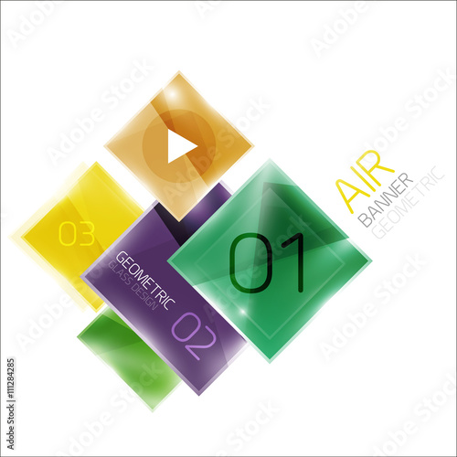 Multicolored squares with sample text